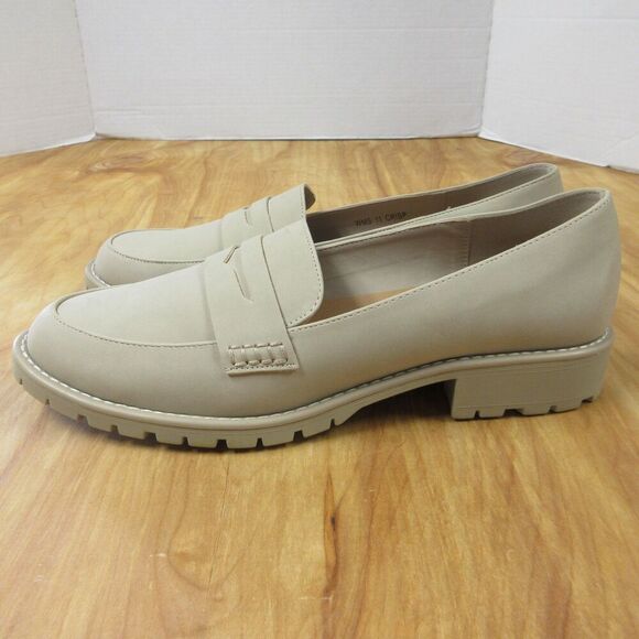 DV DOLCE VITA Crisp Lug Sole Penny Loafers Womens Sz 11 Dune Beige Slip On Shoes - Picture 2 of 14